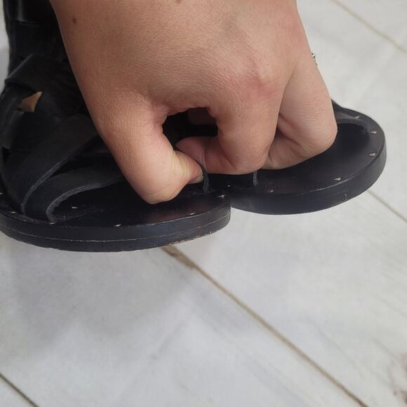 Beek Turaco woven leather sandals zipper back black gladiator renaissance boho - Picture 6 of 11